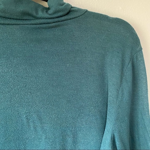 Simply Vera Mock Turtleneck Tunic Style Shirt Tie Back Teal - Picture 4 of 6